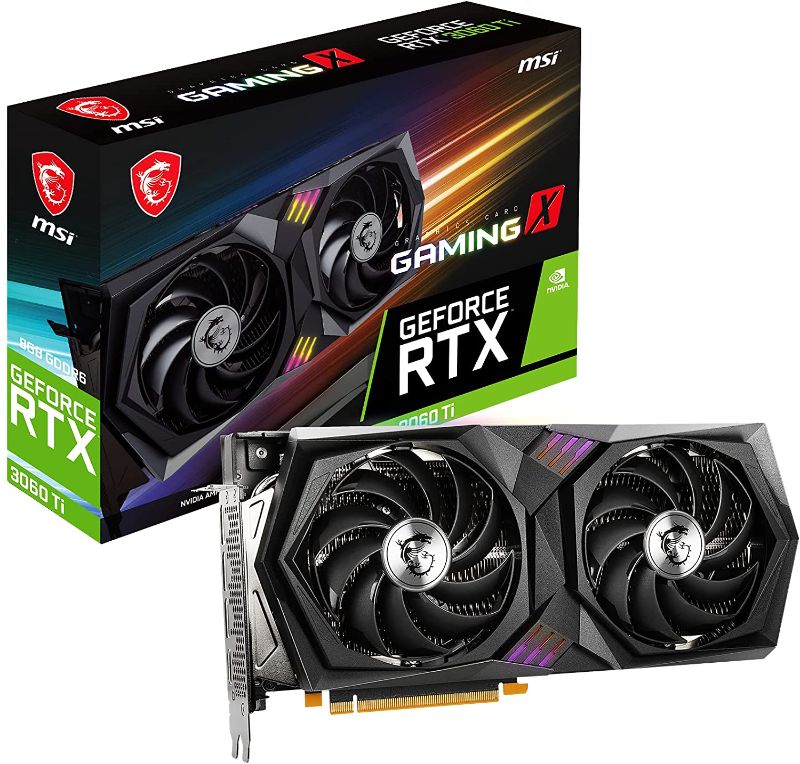 Photo 1 of MSI Gaming GeForce RTX 3060 Ti LHR 8GB GDRR6 256-Bit HDMI/DP Nvlink Torx Fan 4 RGB Ampere Architecture OC Graphics Card (RTX 3060 Ti Gaming X 8G LHR)