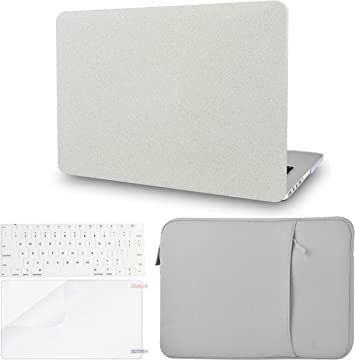 Photo 1 of KECC Compatible with MacBook Pro 13 inch Case 2019-2016 with Touch Bar A2159 A1989 A1706 A1708 Protective Plastic Hard Shell + Keyboard Cover + Sleeve + Screen Protector (Pearl White Sparkling)
