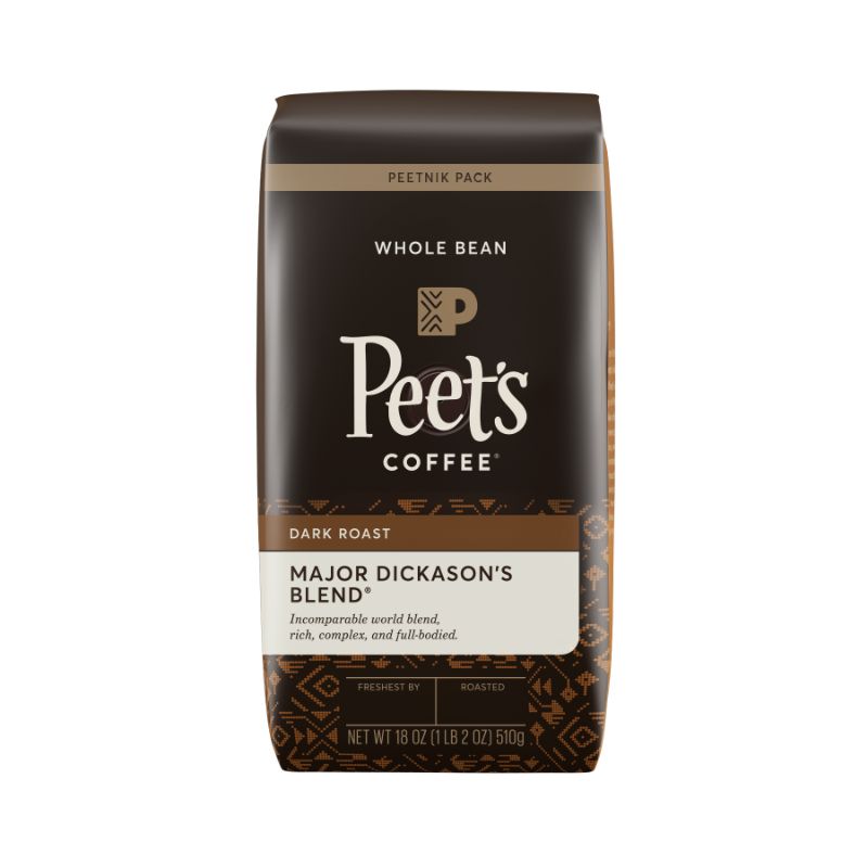 Photo 1 of **non-refundable** Peet's Major Dickason Dark Roast Whole Bean Coffee - 18oz 4 pack exp 08/08/22
