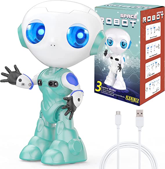 Photo 1 of [2022 New] Smart Robots Toy for Kids, with Talking Recording and Gesture Sensing Mini Robot Travel Toys for Stocking Stuffers Birthday Gift, Present for 3-9 Years Old Kids Boys Girls (Blue)
