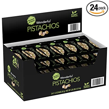 Photo 1 of *EXPIRES April 2023 - NONREFUNDABLE*
Wonderful Pistachios | In-Shell, Roasted & Salted Nuts, Pack of 24 (1.5 Ounce Bags) | Protein Powered | Carb-Friendly | Gluten Free | On-the Go-Snack
