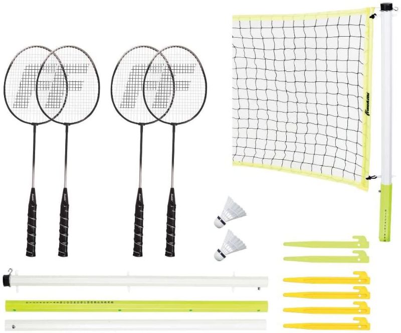 Photo 1 of Franklin Sports Badminton Set - Portable Backyard + Beach Badminton Set - Adult + Kids 4 Player Badminton Net Set - (4) Rackets + (2) Birdies Included - Advanced
