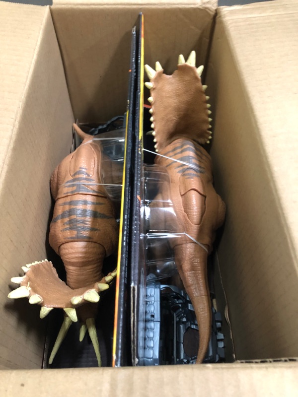 Photo 2 of 2 -Jurassic World Camp Cretaceous Mega Destroyers Pentaceratops Dinosaur Action Figure Toy Gift with Movable Joints Attack and Breakout Feature
