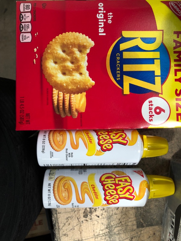 Photo 1 of **** FOOD BUNDLE*** SOLD AS IS*** NO RETURNS*** NO REFUNDS***
2 Easy Cheese Cheddar Cheese Snack, 8 oz CANS(8/31/22) AND RITZ Original Crackers, Family Size, 20.5 oz(6/2/22)