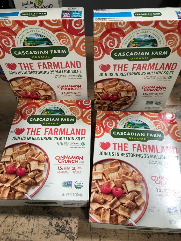 Photo 3 of 4 BOXES Cascadian Farm Organic Cinnamon Crunch Cereal, Whole Grain Cereal, 9.2 oz
**BEST BY 7/7/22***
