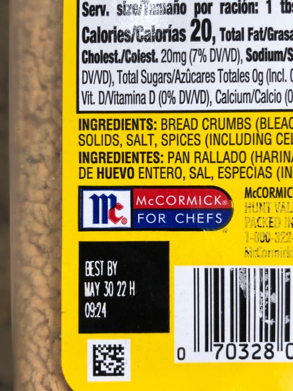 Photo 3 of **EXPIRED 5/30/22***
OLD BAY Crab Cake Classic Seasoning Mix, 5 lb - One 5 Pound Container of Crab Cake Seasoning with Premium Blend of Bread Crumbs and Herbs to Make Extraordinary Crab Cakes

