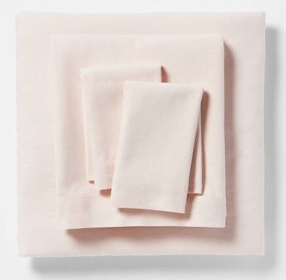 Photo 1 of 3 pack Full Linen Blend Sheet Set Belle Pink - Threshold  54in x 75in x 16in 
