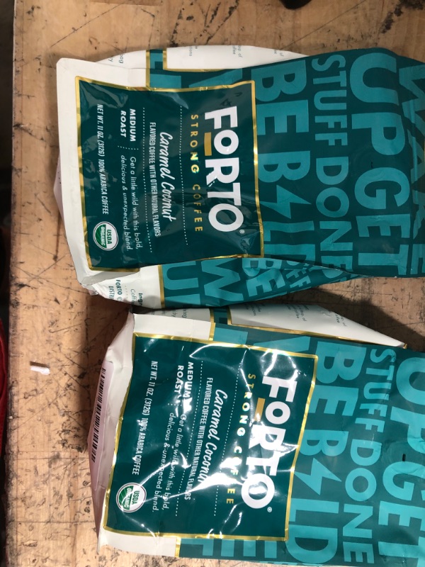 Photo 1 of *** NO RETURNS*** NO REFUNDS***
2 FORTO Strong Coffee, Organic, caramel coconut medium roast best by 7/12/22