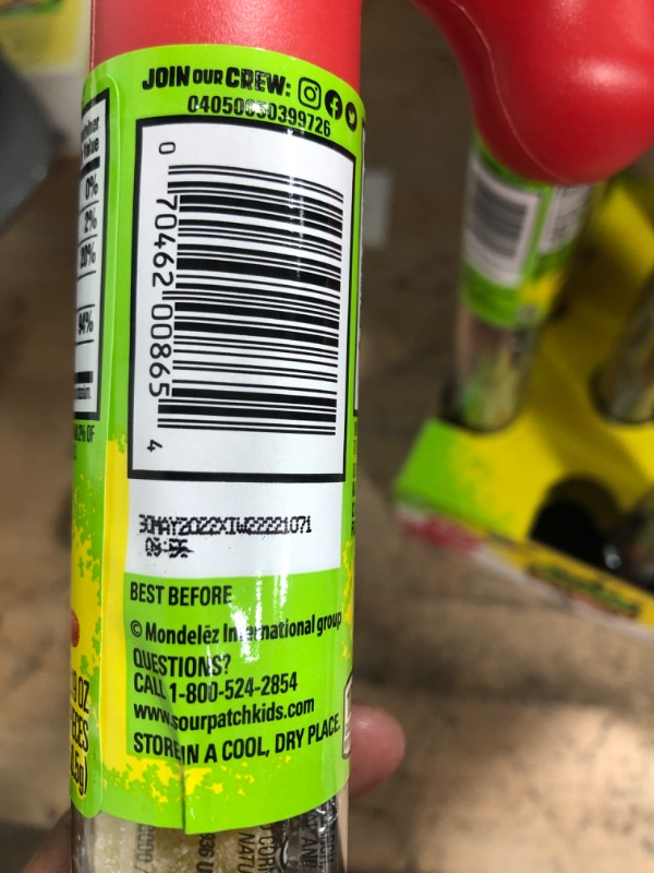 Photo 1 of *** NO RETURNS*** NO REFUNDS***
12 Sour Patch Kids Big Soft & Chewy Holiday Candy Cane Shapeded Tube, 2.09 Oz*** bb 5/3/22***