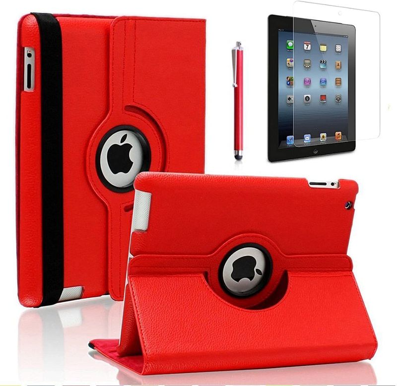 Photo 1 of iPad Pro 12.9 Case- Zeox iPad Pro 12.9 Cover 360 Degree Rotating Stand Case PU Leather Smart Protective Shockproof Auto Sleep/Wake for Apple iPad Pro 12.9" (2015 Model) Screen Protector, RED
