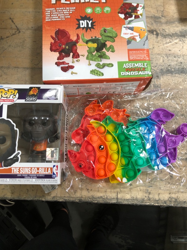 Photo 1 of ****toy bundle***
Dinosaur Toys for kids 3,4,5,6,7,8 Year Old, Take Apart Dinosaur Toy
9 Inch Large Rainbow Dinosaur&Horse) pop it 
POP NBA Mascots: Phoenix - Go-Rilla The Gorilla, Multicolor, One Size