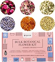 Photo 1 of bMAKER Bulk Botanical Flowers Kit, 6 Pack - Edible, Kosher Certified - 1.5 Cups Each of Jasmine, Rosebuds, Lavender, Marigold, Chamomile, Pink Rose Petals, 2 ml of Rose Absolute Essential Oil
