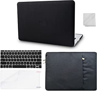 Photo 1 of KECC Compatible with MacBook Pro 13 inch Case 2019-2016 Touch Bar A2159 A1989 A1706 A1708 Italian Leather Hard Shell + Keyboard Cover + Sleeve + Screen Protector + Dust Cloth (Black Leather)
