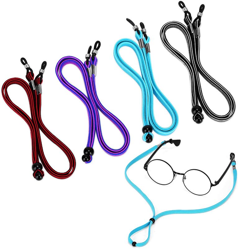 Photo 1 of 4PCS Premium Nylon Eyeglass Straps, LJZspangle Non-slip Eyeglass Chains Lanyard,