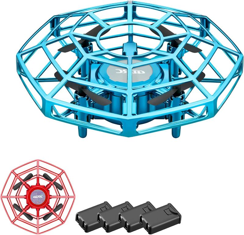 Photo 1 of 4DV3 RC Mini Drone for Kids, Hand Operated Drone UFO Flying Ball, (2-Pack), Hands Free Drone Gifts for Boys and Girls, Easy Indoor Small UFO 360 Degree Rotating Induction Drone,Blue/Red
