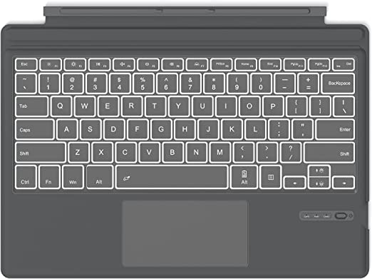 Photo 1 of Surface Pro 7 Keyboard, 7 Color Backlit, Bluetooth 5.1 Wireless, Touchpad Keyboard, Ultra-Slim Type Cover for Surface Pro 7+/7/6/5/4, Grey