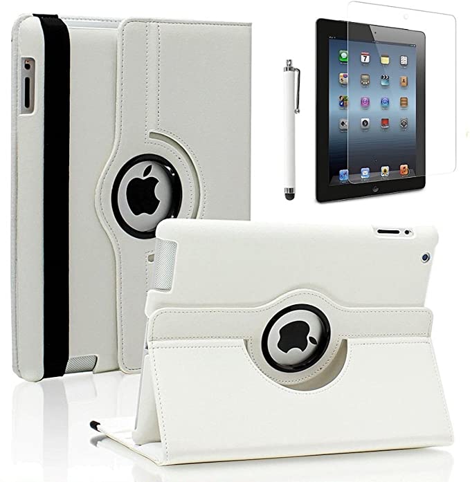 Photo 1 of iPad Pro 12.9 Case- Zeox iPad Pro 12.9 Cover 360 Degree Rotating Stand Case PU Leather Smart Protective Shockproof Auto Sleep/Wake for Apple iPad Pro 12.9" (2015 Model) Screen Protector, White
