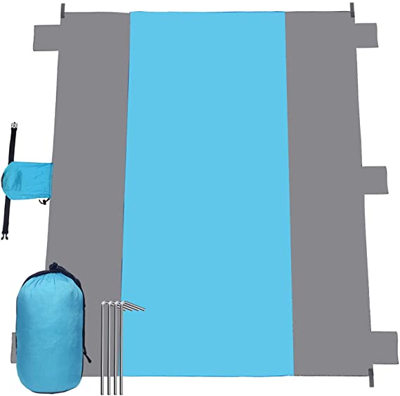 Photo 1 of 2  Esup Beach Blanket Sand Proof Oversized Waterproof 10'x 9' Beach Mat for 7 Adults, Lightweight Durable 210T Ripstop Nylon, Best Picnics Blanket Mat for Travel Sports Camping
