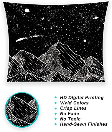 Photo 1 of ***2 PACK ***FSCEPIXI Mountain Stars Tapestry, Black and White Starry Night Sky Meteor Tapestries , Wall Hanging Aesthetic Tapestrys for Bedroom Living Room ( Mountain Stars, 51.2 x 59.1 inches)