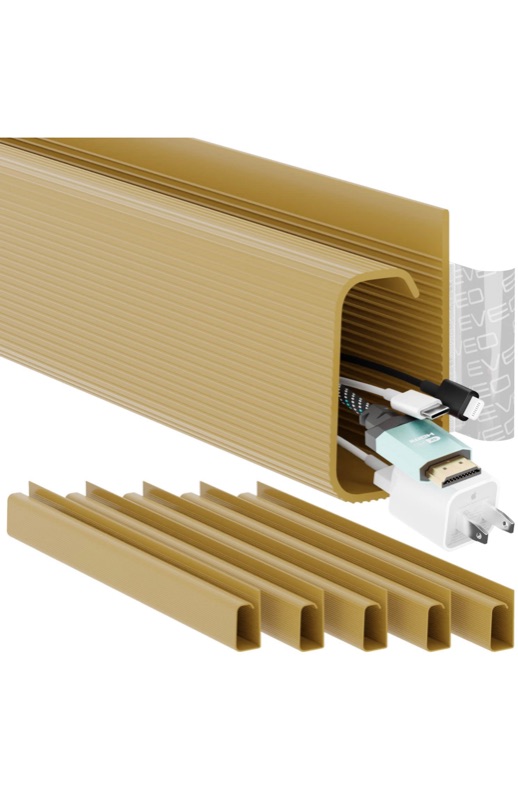 Photo 1 of EVEO Cable Management 96'' J Channel-1 Pack Cord Cover- Cable Raceway - Cable Management Under Desk, Adhesive Stripe Built-in 6X16- Easy to Install Desk Cord Organizer- Cable Management Tray, Beige