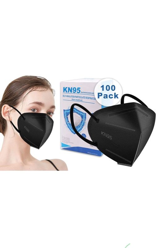 Photo 1 of 100 Pack Face Mask, 5-Ply Breathable Cup Dust Safety Disposable Masks, Filter Efficiency?95% with Elastic Ear Loop for Men Women (Black, Adults)