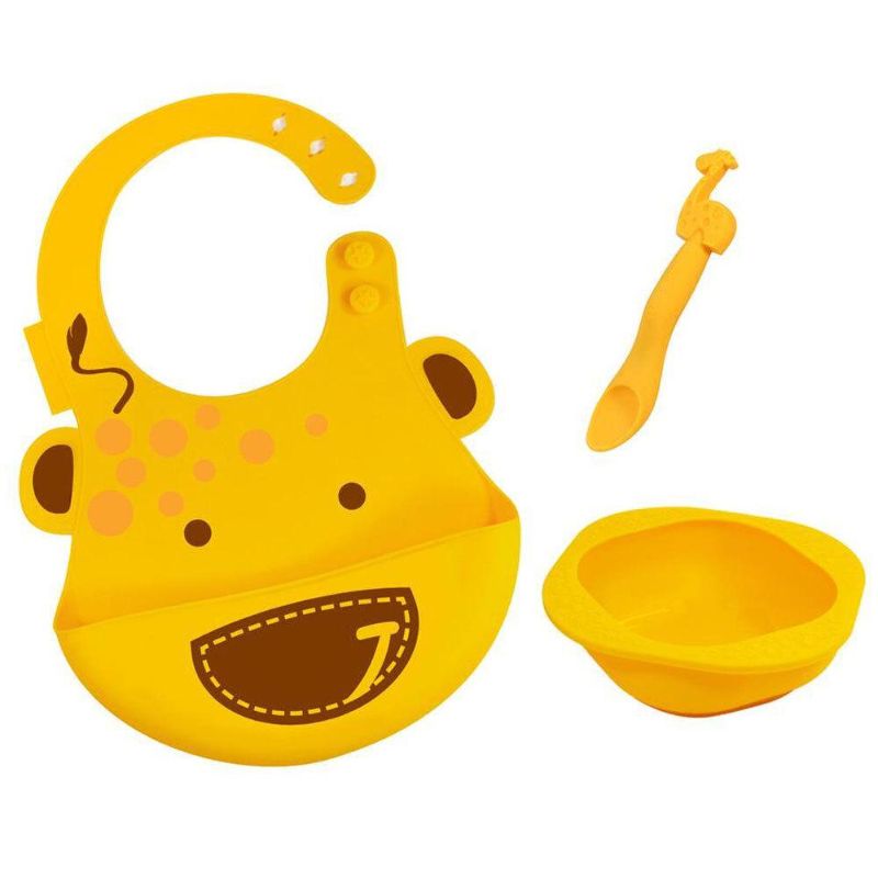 Photo 1 of Baby Silicone Feeding Set, Masher Spoon and Bowl and Baby Bib, BPA & Phthalate Free, 6 Month+
