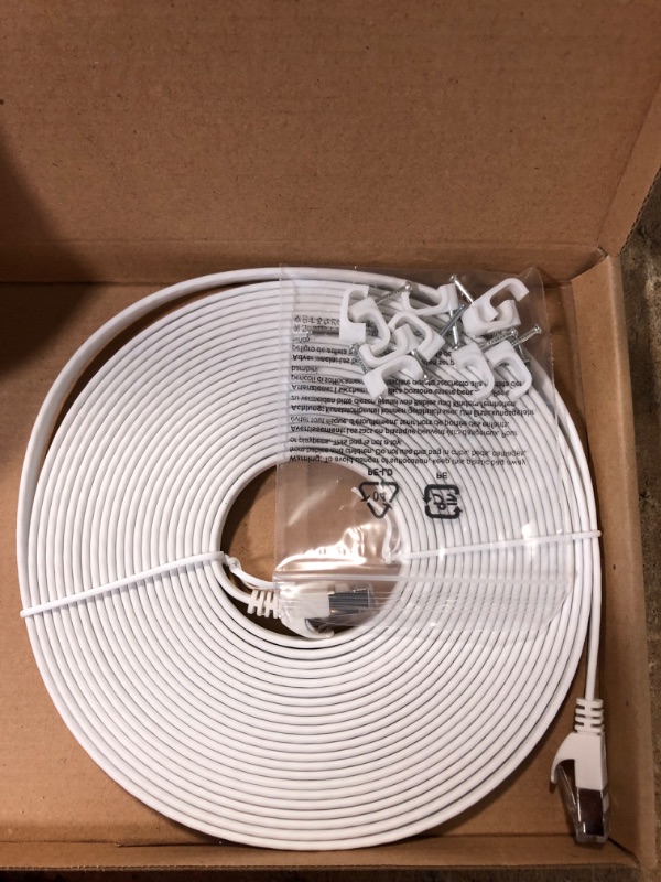 Photo 2 of FOSTO Cat7 Ethernet Cable 75 ft,cat 7 Patch Cable Flat RJ45 High Speed 10 Gigabit LAN Internet Network Cable for Xbox,PS4,Modem,Router,Switch,PC,TV Box (75Feet, White)