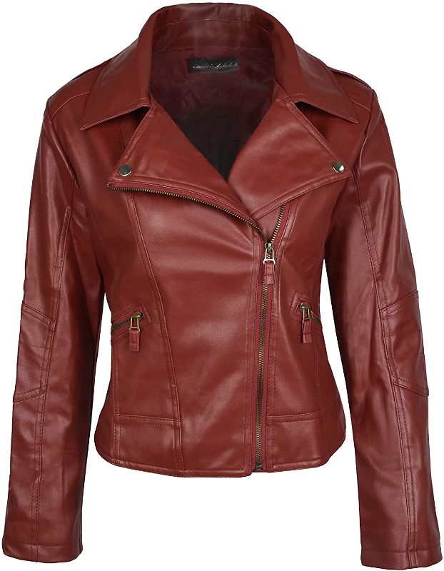 Photo 1 of GetUBacK Vintage Women's Slim Biker Motorcycle PU Leather Zipper Jacket Punk Rock size medium 