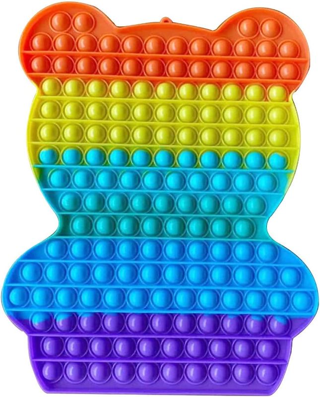 Photo 1 of 2- COOPEA Huge Pop&it,Pop Big Giant Jumbo Huge Mega Large Bulk Extra Rainbow Push Bubble Poppers Popet its Sensory Fidget Stress Reliever Game Toys it for Kids Boys Girls Adults-165 Bubbles-Bear