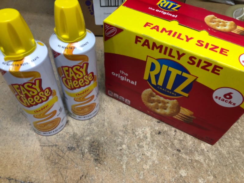 Photo 1 of *** NO REFUNDS *** NO RETURNS***
RITZ Original Crackers, Family Size, 20.5 oz **bb 6/2/22**
2 Easy Cheese Cheddar Cheese Snack, 8 oz **bb 7/31/22***