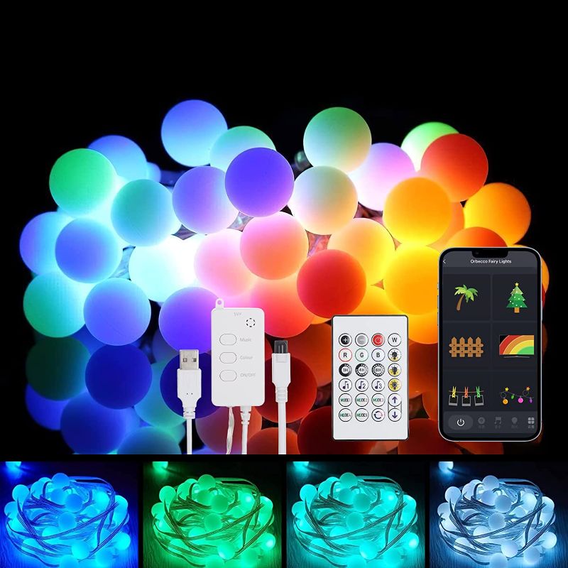 Photo 1 of Smart String Lights 32.8ft/10m, 66 Bulbs LED Fairy Lights IP65 Waterproof Voice Remote App Control for Halloween Christmas Indoor Outdoor Party Decor, Compatible with Alexa, Google Home