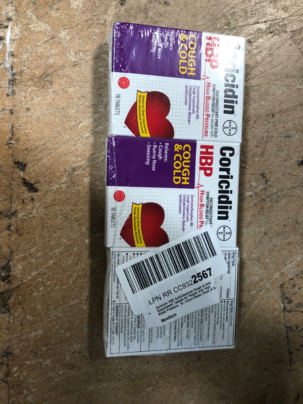 Photo 2 of 3 Coricidin HBP Decongestant-Free Cough and Cold Medicine for Hypertensives, Cold Symptom Relief for People with High Blood Pressure, 325 mg Acetaminophen Tablets (16 Count) *** EXP. 4/2022****
