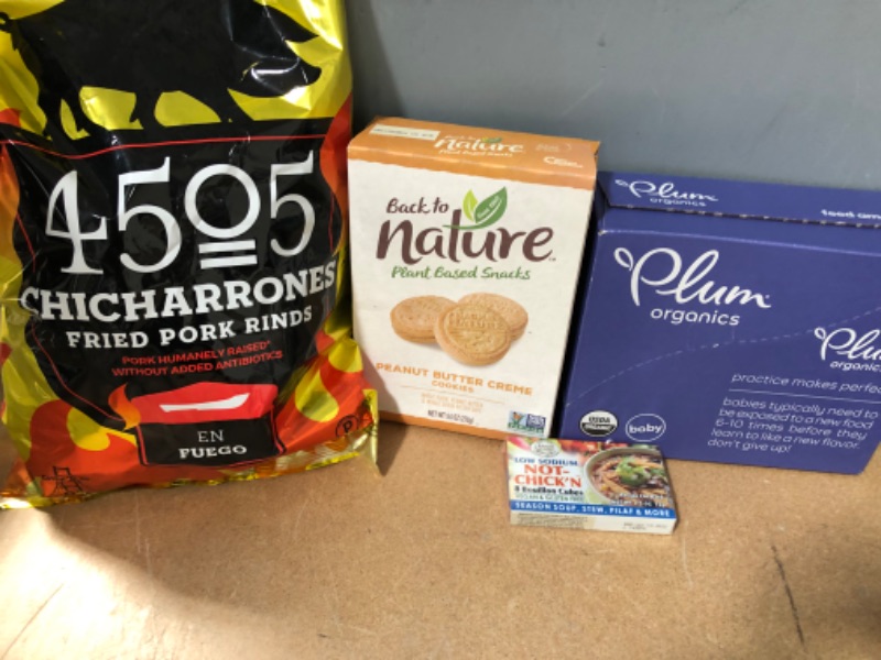 Photo 1 of *** FOOD BUNDLE****** NO REFUNDS *** NO RETURNS***
Plum Organics Baby Food Pouch | Stage 2 | Apple & Carrot *** BB 7/24/22***
Back to Nature Non-GMO Cookies, Peanut Butter Creme**BB 6/11/22***
Edward & Sons BG12569 Edward & Sons No Chicken Boulln Lowsod**