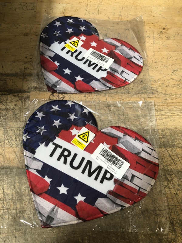 Photo 2 of Mini Mouse Pad with Stitched Edge Heart Shape Mouse Mat American USA Trump Flag Non-Slip Rubber Base Mousepad for Laptop Computer & Pc Office Home, 8x9.4 in - 2 pack
