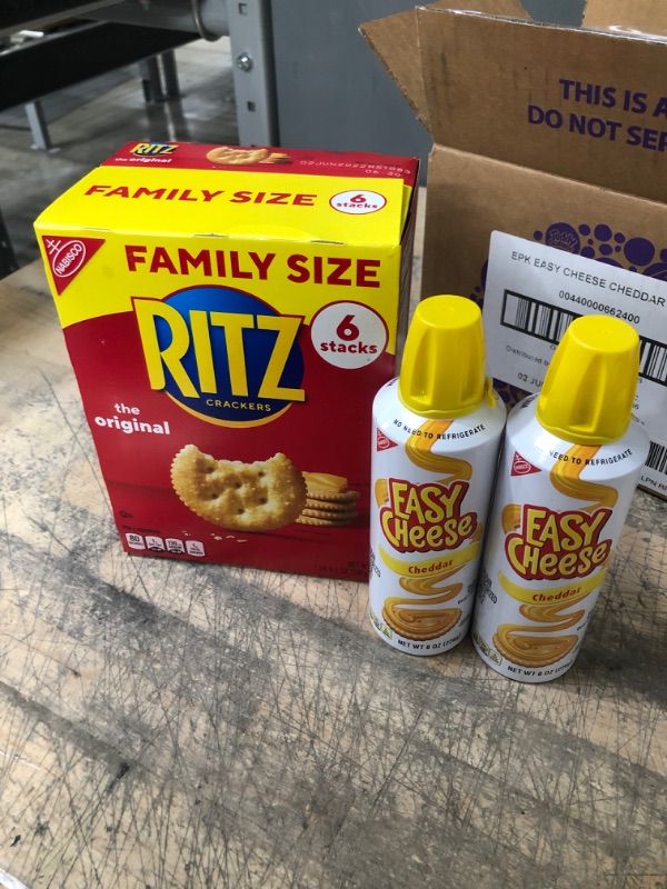 Photo 2 of *EXPIRES June and Aug 2022 - NONREFUNDABLE*
RITZ Original Crackers and Easy Cheese Cheddar Snack Variety Pack, 1 Family Size Box & 2 Cans
