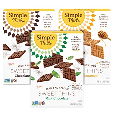 Photo 1 of *EXPIRES June 2022 - NONREFUNDABLE*
Simple Mills Sweet Thins Cookies Variety Pack, Seed and Nut Flour (Mint Chocolate Chip, Honey Cinnamon, Chocolate Brownie) - Gluten Free, Paleo Friendly, Healthy Snacks, 4.25 Ounce (Pack of 3)
