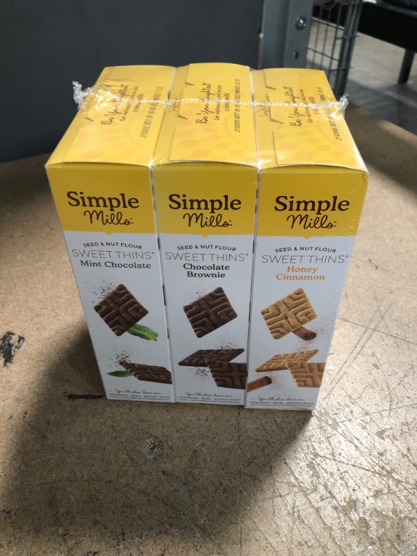 Photo 2 of *EXPIRES June 2022 - NONREFUNDABLE*
Simple Mills Sweet Thins Cookies Variety Pack, Seed and Nut Flour (Mint Chocolate Chip, Honey Cinnamon, Chocolate Brownie) - Gluten Free, Paleo Friendly, Healthy Snacks, 4.25 Ounce (Pack of 3)
