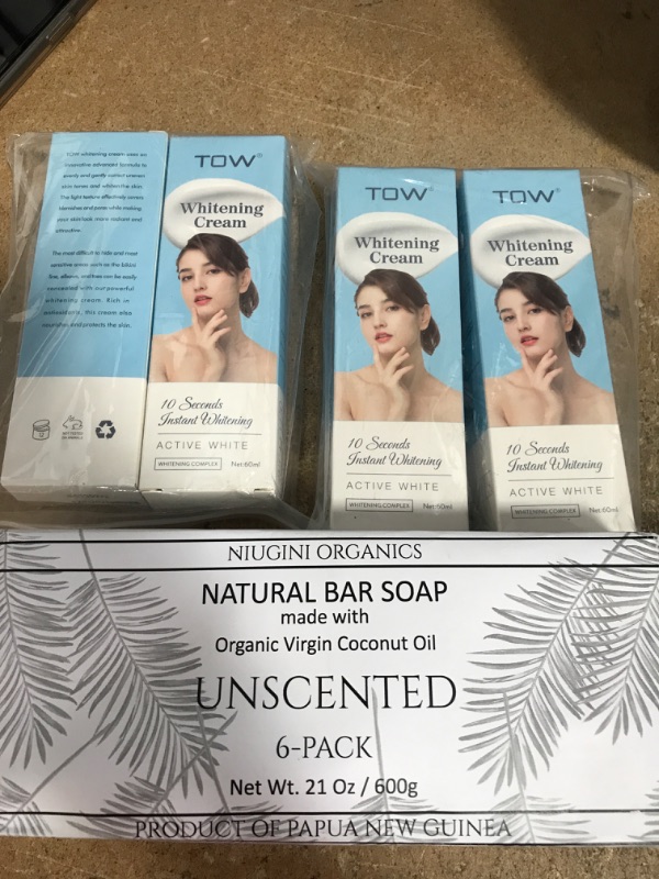 Photo 1 of WOMEN BEAUTY BUNDLE
PACK OF BAR SOAP
2 PACKS OF WHITENING CREAM