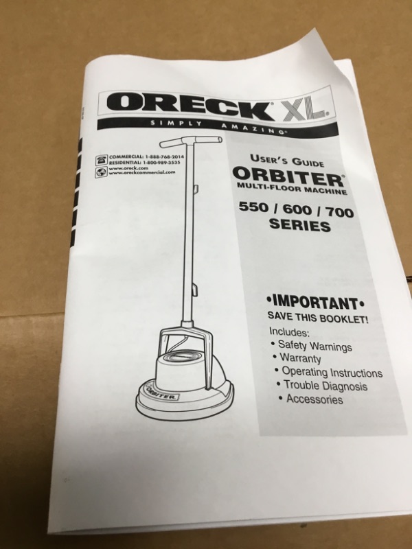 Photo 4 of Oreck Commercial Orbiter Hard Floor Cleaner Machine 50-Foot Long Cord, ORB550MC, Gray/Red **nonfunctional**Parts only