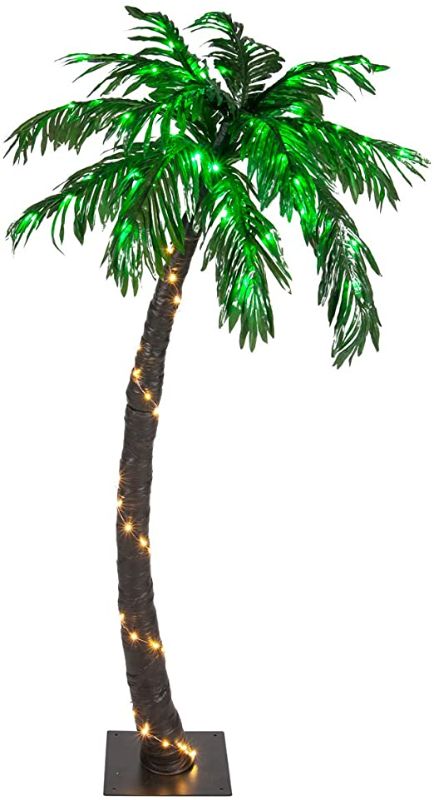 Photo 1 of Kringle Traditions 5-Ft 10-Function LED Lighted Palm Tree - Pre-Lit Artificial Palm Tree Decor - Remoted Controlled with Timer
