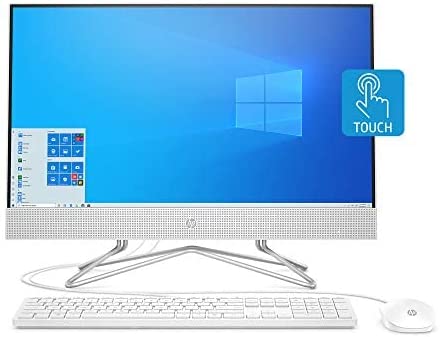 Photo 1 of HP 24-inch All-in-One Touchscreen Desktop Computer, AMD Athlon Silver 3050U Processor, 4 GB RAM, 256 GB SSD, Windows 10 Home (24-df0030, White), Snow White
