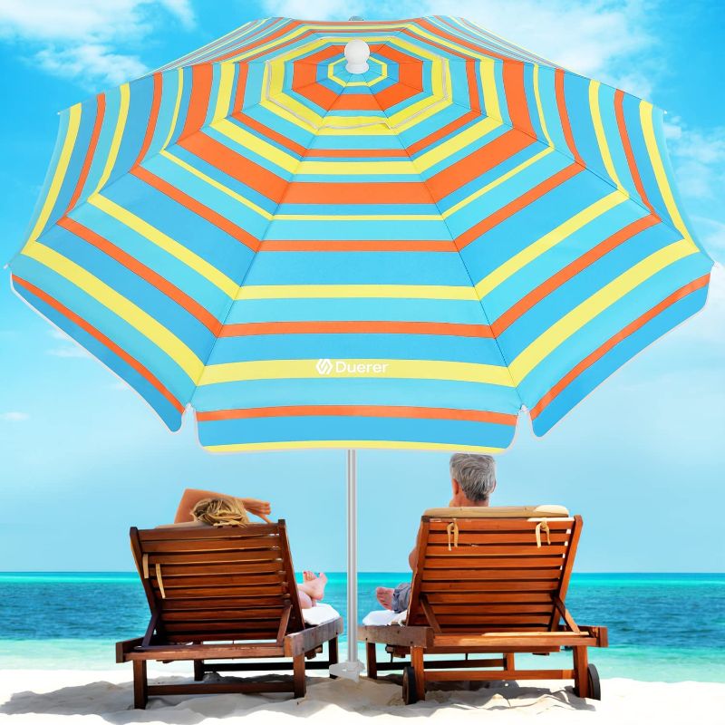 Photo 1 of **similar to stock photo**
Duerer Beach Umbrellas, 6.5ft Umbrella for Sand with Anchor Heavy Duty Windproof, Height Adjustable Tilt Aluminum Pole, Portable Beach Umbrella with Carrying Bag for Patio Garden Outdoor
