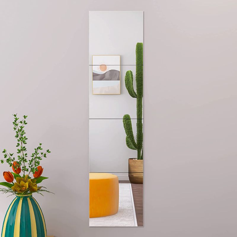 Photo 1 of  4-Piece Set 12 Inch Wall Mirror for Full Length Body Mirror Frameless 