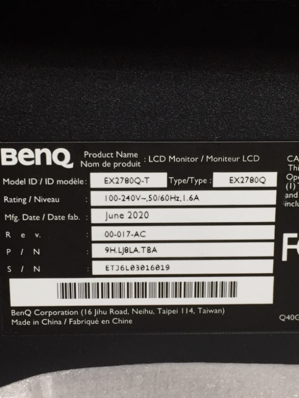 Photo 3 of ***PARTS ONLY*** BenQ MOBIUZ EX2780Q 27" QHD 1440p 144Hz IPS Gaming Monitor | FreeSync Premium | HDRi |USB-C?Remote Control?2.1 Channel Sound 5W subwoofer? Eye-Care
