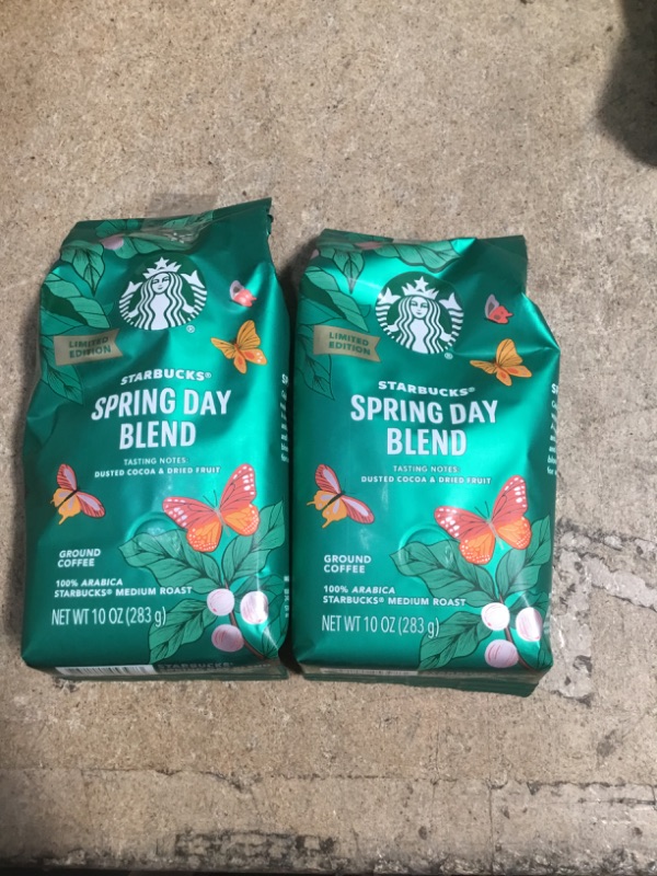 Photo 2 of **best by 6/30/22**
**NON-REFUNDABLE**
2 BAGS Starbucks Ground Coffee—Medium Roast Coffee—Spring Day Blend—Limited Edition—1 bag (10 oz)
