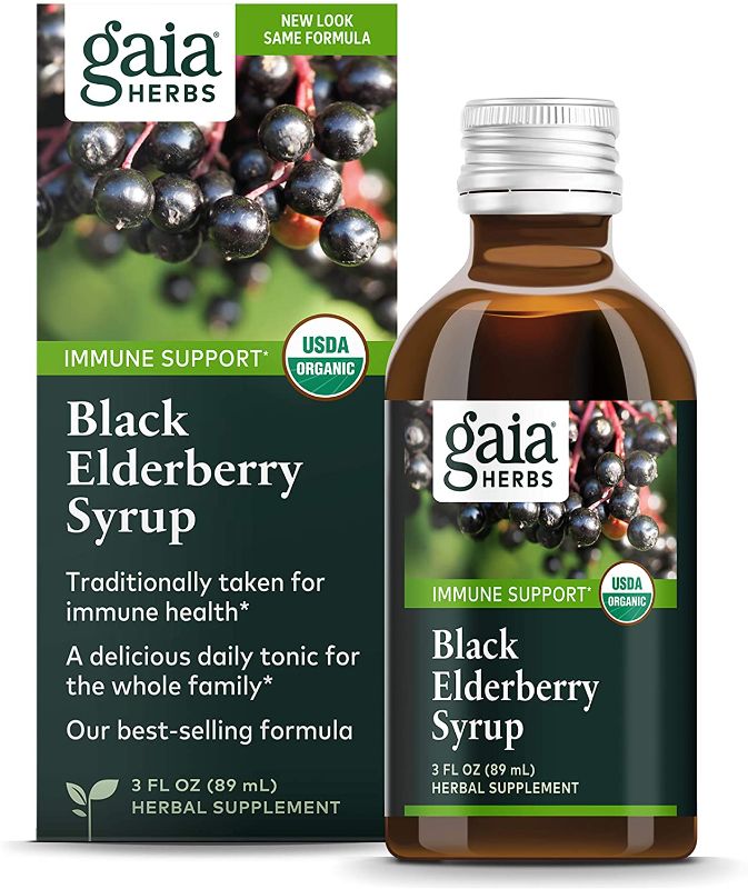 Photo 1 of ***NON-REFUNDABLE***
BEST BY 8/26/22
Gaia Herbs, Black Elderberry Syrup, Daily Immune Support with Antioxidants, Organic Sambucus Elderberry Supplement, 3 Ounce
