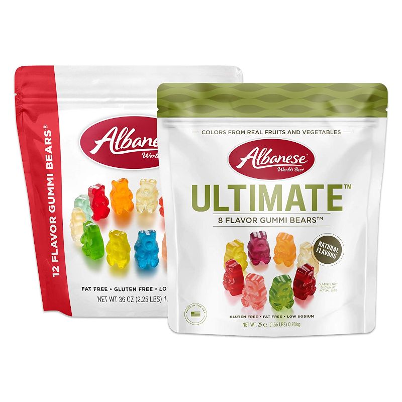 Photo 1 of ***NON-REFUNDABLE***
BEST BY 4/22/23
Albanese World's Best Family Share Variety 2 Pack (Ultimate 8 Flavor Gummi Bears, 25 Ounce Bag and 12 Flavor Gummi Bears, 36 Ounce Bag)
