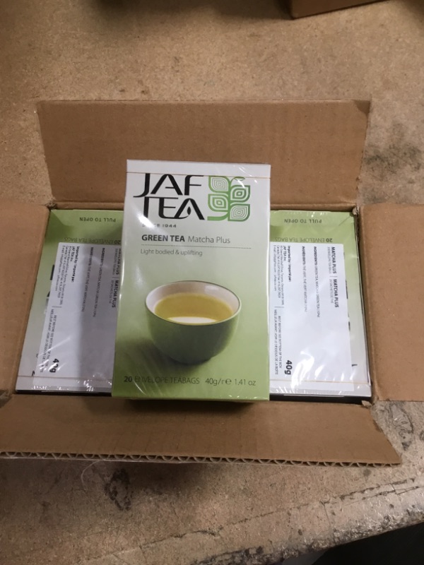 Photo 1 of ***NON-REFUNDABLE***
BEST BY 5/5/23
6 BOXES AND 20 BAGS IN EACH BOX 
 JAF TEA 
GREEN TEA MATCHA PLUS 