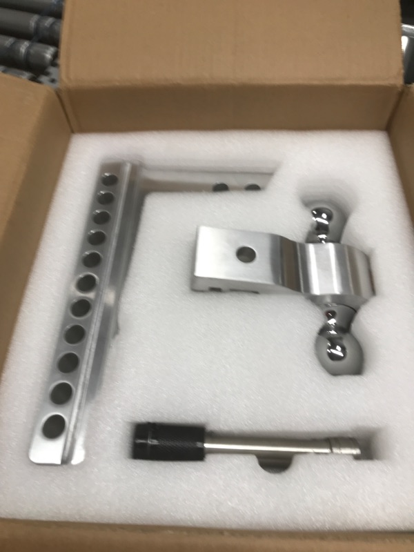 Photo 2 of ***MISSING KEYS*** LOCAME Adjustable Trailer Hitch, Fits 2-Inch Receiver, 10-Inch Drop/Rise Aluminum Drop Hitch, 12,500 LBS GTW-Tow Hitch for Heavy Duty Truck with Double Stainless Steel Locks, Silver, LC0005
