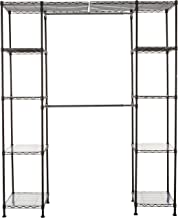 Photo 1 of (PARTS ONLY; MISSING SHELVES) Amazon Basics Expandable Metal Hanging Storage Organizer Rack Wardrobe with Shelves, 14"-63" x 58"-72", Bronze